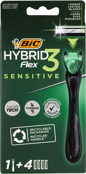 Станок для гоління BIC Flex 3 Hybrid Sensitive (4 змінні касети)