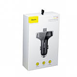 Адаптер автомобільний BASEUS t typed with Bluetooth FM S-09 |2USB, 2.4A/1A|, фото 3