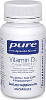 Pure Encapsulations Vitamin D3 25 mcg / Вітамін Д3 1000 МО 60 капсул