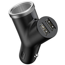 Адаптер автомобільний BASEUS dual USB + Cigarette Lighter extended car charger |2USB, 3.4A, 40W (CCALL-YX01)