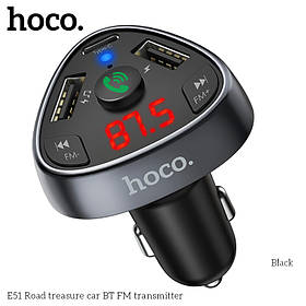 Адаптер автомобільний Hoco with Bluetooth FM Road treasure E51 |2USB/1Type-C, 18W/3A, QC/PD|