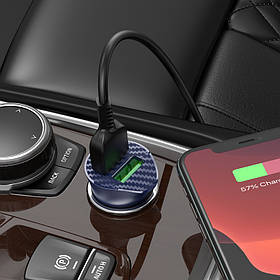 FM модулятор HOCO lightning cable Farsighted dual port QC3.0 car charger set Z39 |2USB, QC3.0,