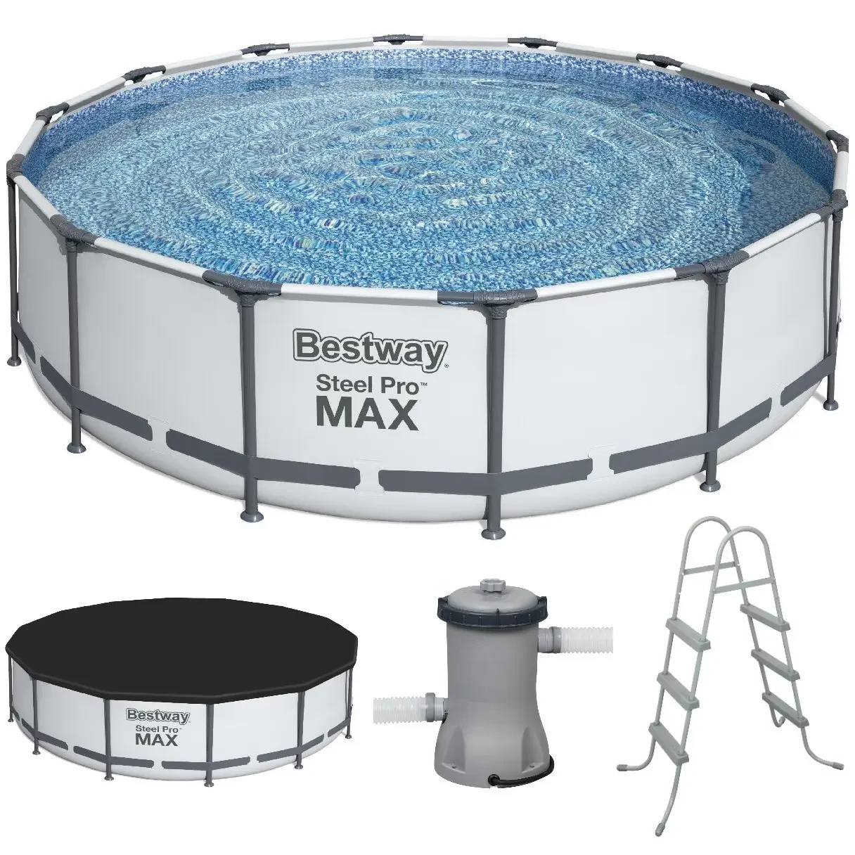 Каркасний басейн "Steel Pro Max" Bestway 56950 (427х107 см) сходи, тент, насос і фільтр