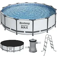 Каркасный бассейн "Steel Pro Max" Bestway 56950 (427х107 см) лестница, тент, насос и фильтр