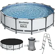 Каркасний басейн "Steel Pro Max" Bestway 56950 (427х107 см) сходи, тент, насос і фільтр