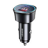 FM модулятор USAMS Dual Ports Digital Display Fast Car Charger US-CC146 C26 |1USB/1Type-C, 3A/95W, QC/PD|, фото 2