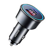 FM модулятор USAMS Dual Ports Digital Display Fast Car Charger US-CC146 C26 |1USB/1Type-C, 3A/95W, QC/PD|, фото 3