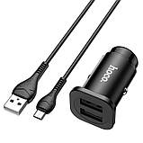 Адаптер автомобільний Hoco Micro USB Cable Wise road dual port Car charger set NZ4 |2USB, 4.8A|, фото 6