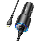 Адаптер автомобільний Hoco Type-C to Lightning Cable Clear way dual port Car charger set NZ3 |2Type-C, QC/PD,, фото 5