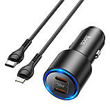 Адаптер автомобільний Hoco Type-C to Lightning Cable Clear way dual port Car charger set NZ3 |2Type-C, QC/PD,, фото 6