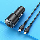 Адаптер автомобільний Hoco Type-C to Lightning Cable Clear way dual port Car charger set NZ3 |2Type-C, QC/PD,, фото 6