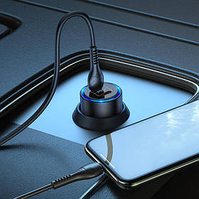 FM модулятор автомобільний Hoco Type-C to Lightning Cable Clear way dual port Car charger set NZ3 |2Type-C, QC/PD,