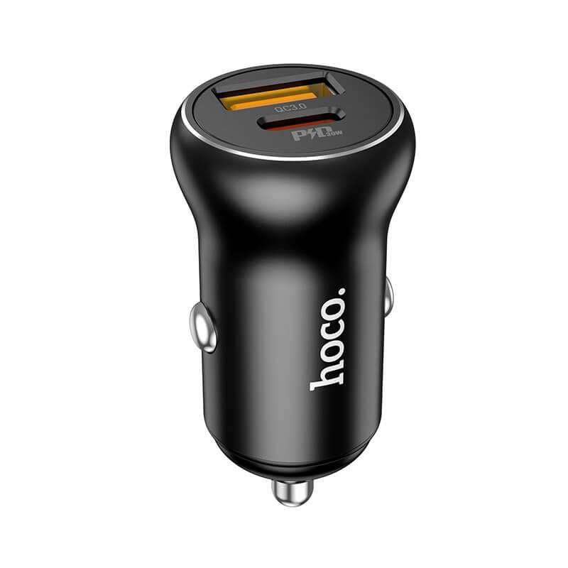 Адаптер автомобільний HOCO Smooth road car charger NZ5 |1USB/1Type-C, 30W/3A, PD/QC|