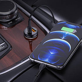 FM модулятор автомобільний HOCO Smooth road car charger NZ5 |1USB/1Type-C, 30W/3A, PD/QC|