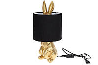 Лампа настільна 43см з декоративною основою Кролик та тканинним абажуром, колір - чорний із золотом