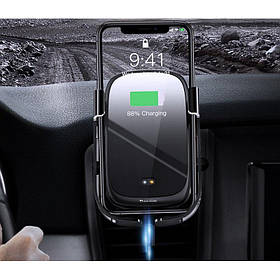 Тримач для телефона в автомобіль з бездротовим зарядом Baseus Rock-Solid Electric Hold Black