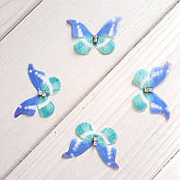 Метелики із шифону. Блакитна з бірюзовим 4.5 на 3. см