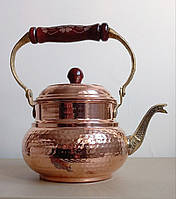 Турецкий медный чайник 1,3л | Чайник ручной работы из меди, турецкая кухонная посуда +Подарок Чай 200г