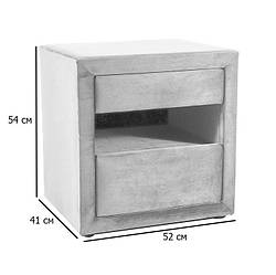 Приліжкова тумба з поличкою та шухлядами ET-003 Velvet 52 см світло-сірий велюр