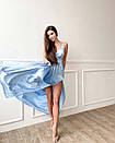Вечірня шовкова блакитна сукня довга з розрізом і відкритою спиною, фото 2