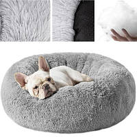 Лежанка для собак Purlov 60 см - серая, Мягкая подушка для животных, Кровать для животных