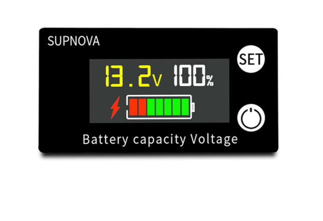 Цифровий індикатор заряду акумуляторів для контролю рівня заряду вольтметр 8 В-100 В з датчиком температури