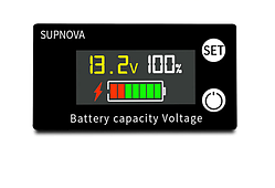Цифровий індикатор заряду акумуляторів для контролю рівня заряду вольтметр 8 В-100 В з датчиком температури