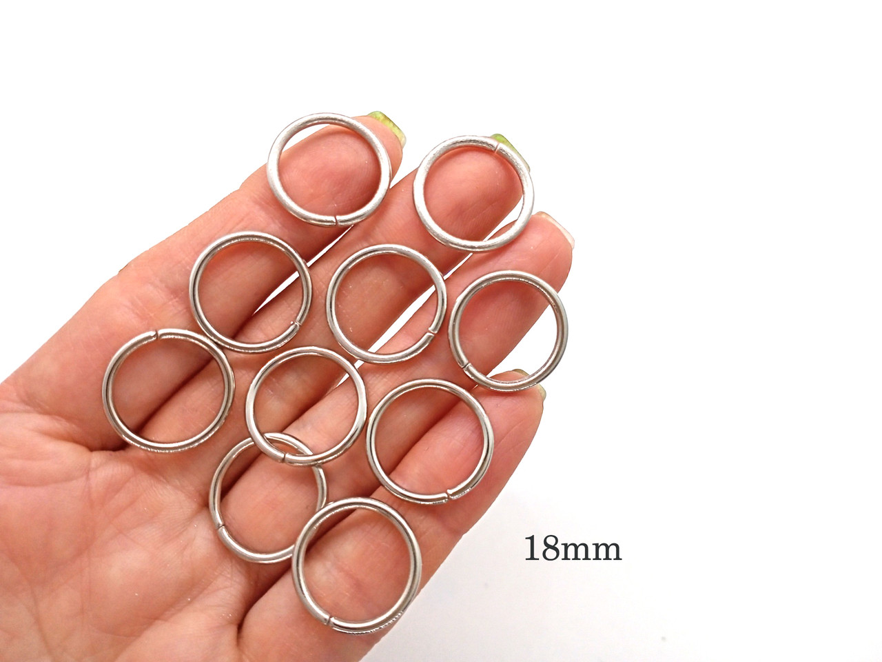 Колічки для волосся (пірсинг) — 18 мм, срібло 10 шт./пач./пач., фото 1