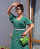 Сукня літня на гудзиках зеленого кольору в горох, з кишенями, пояс у комплекті (58-60), фото 4
