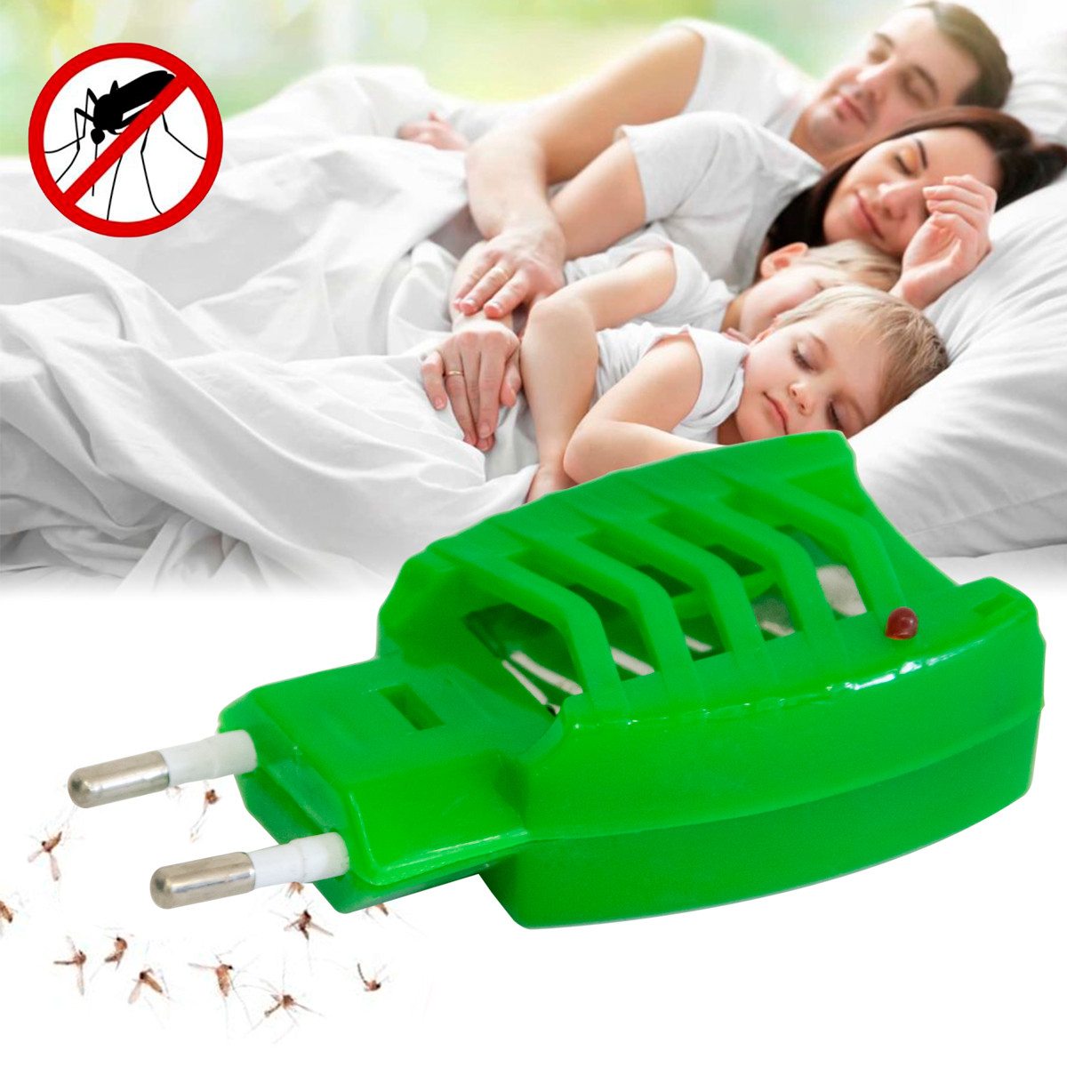 Фумігатор від комарів електричний для пластин "Таблетка" Зелений, засіб від комах в розетку (фумигатор)