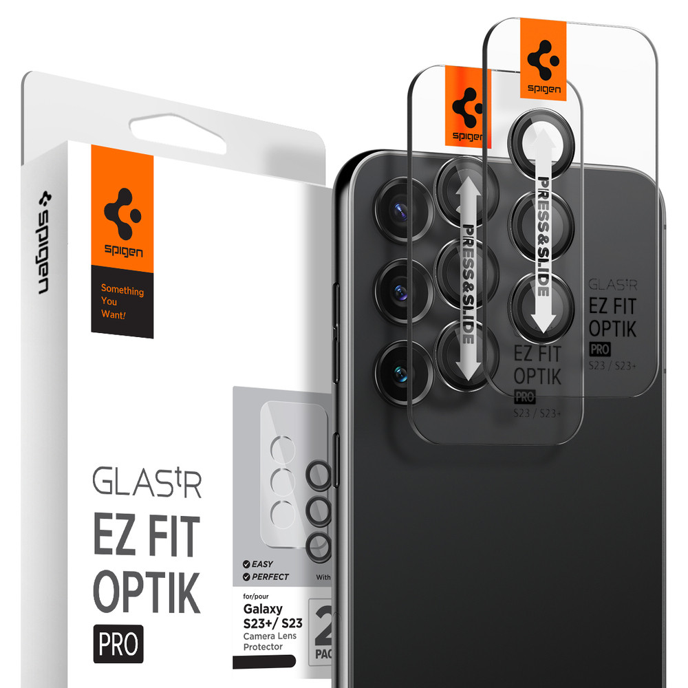 Захисне скло Spigen для камери Galaxy S23 / S23 Plus — EZ Fit Optik Pro (2 шт.), Black (AGL05962)