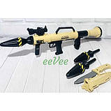 Іграшка гранатомет базука дитячий 60 см стріляє ракетами зі звуковими ефектами Бежевий (60066), фото 2