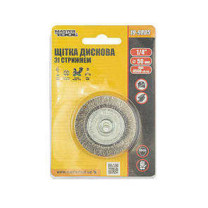 Щітка дискова MASTERTOOL з рифленого дроту 50 мм зі стрижнем 1/4" 19-9805, фото 4