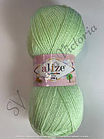 Акриловая пряжа светло зеленая Alize sekerim bebe (Ализе шекерим беби) 188 бледнозеленый