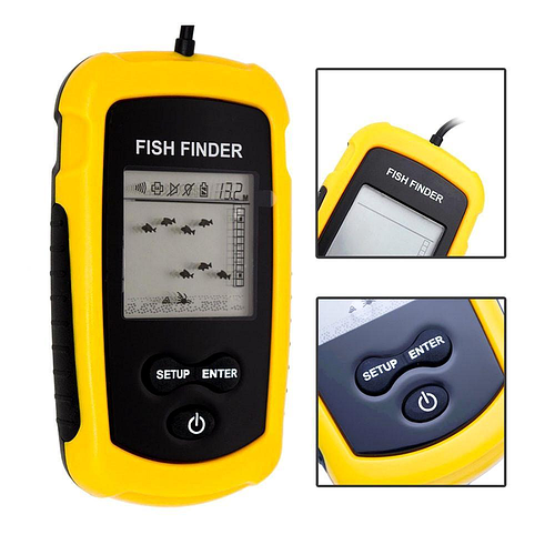 Рыболовный эхолот Fish Finder портативный до 100 м сонар Черно-желтый ...