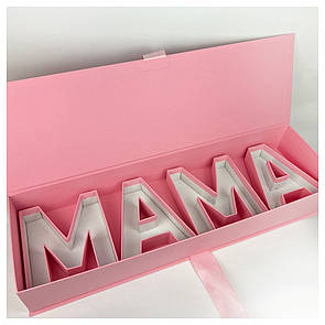 Коробка футляр з бортами МАМА 73*22*10 см рожева