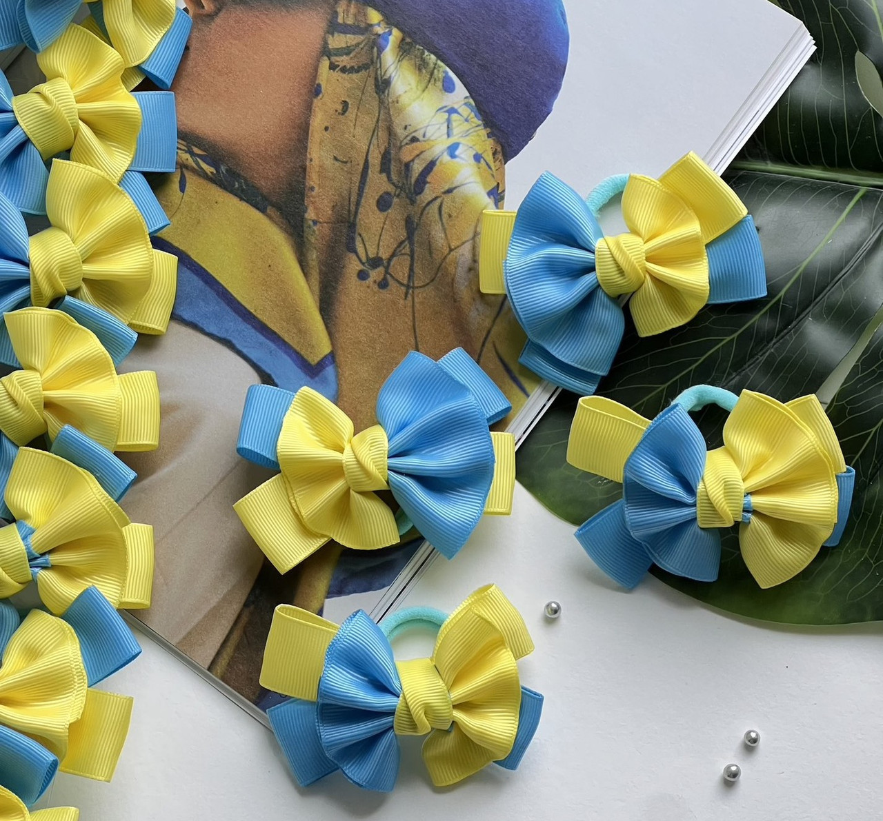 Гумки для волосся Finding Мікрофібра патріотичні Жовто-блакитні 5 см