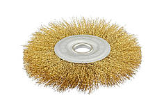 Щітка дискова MASTERTOOL з латунованого рифленого дроту Ø 180х22.2 мм 19-9118