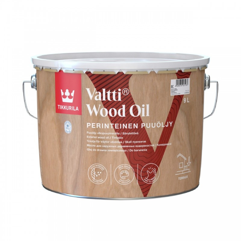 Tikkurila Valtti Wood Oil - колеруєма олія для зовнішніх дерев'яних поверхонь (База EC), 0,9 л
