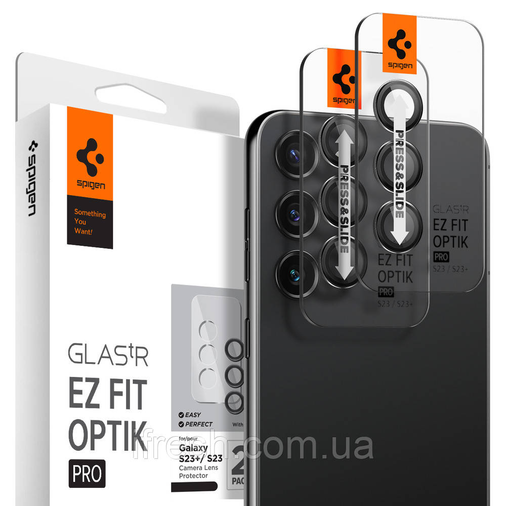 Захисне скло Spigen для камери Galaxy S24 / S23 / S23 Plus - EZ Fit Optik Pro (2шт), Black (AGL05962)
