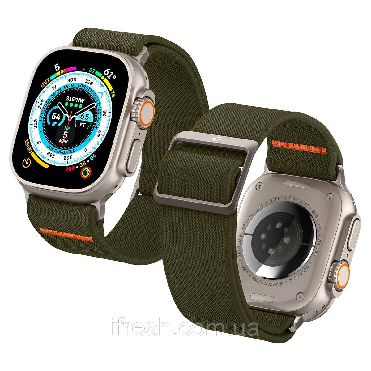 Нейлоновий ремінець Spigen для Apple Watch (49/45/44/42) - Lite Fit Ultra, Khaki (AMP05985), фото 1