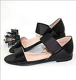 Жіночі босоніжки чорні стійкий каблук закрита п'ята розмір 36, фото 7