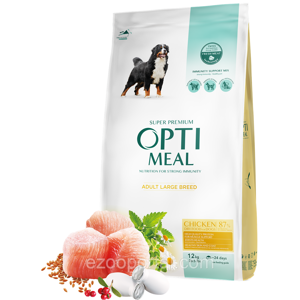 OPTIMEAL сухий корм для дорослих собак великих порід, курка 12кг