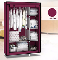 Мобильный складной тканевый шкаф-органайзер на 2 секции удобный мобильный Storage Wardrobe 68110 Бордовый