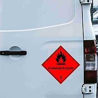 Наклейка попереджувальна на автомобіль "Небезпечні вантажі. Займисті рідини. Клас 3" з оракалу