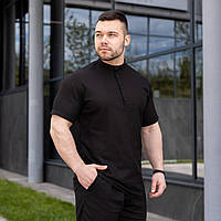 Мужская льняная рубашка S M L XL XXL (46 48 50 52 54) рубашка с коротким рукавом черная