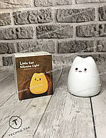 Детский силиконовый ночник светильник светодиодный Led Котик Little Cat Silicone белый