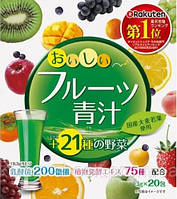 Аодзиру с молочнокислыми бактериями и ферментами с фруктовым вкусом YUWA Aojiru Fruits (20 шт.)
