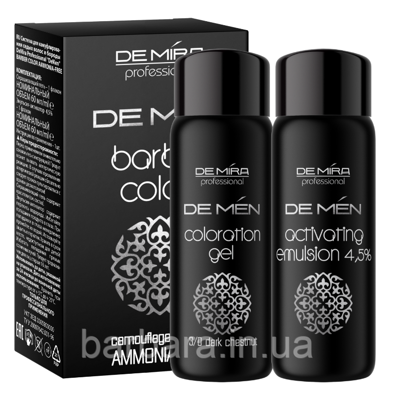 Чоловіча фарба для волосся й бороди без аміаку DeMen Barber DeMira Professional