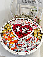 Преміум подарунок Фереро Роше + Кіндер СвітБокс - Подарунковий набір солодощів, троянди, Сюрприз для жінки, дівчини на Новий Рік